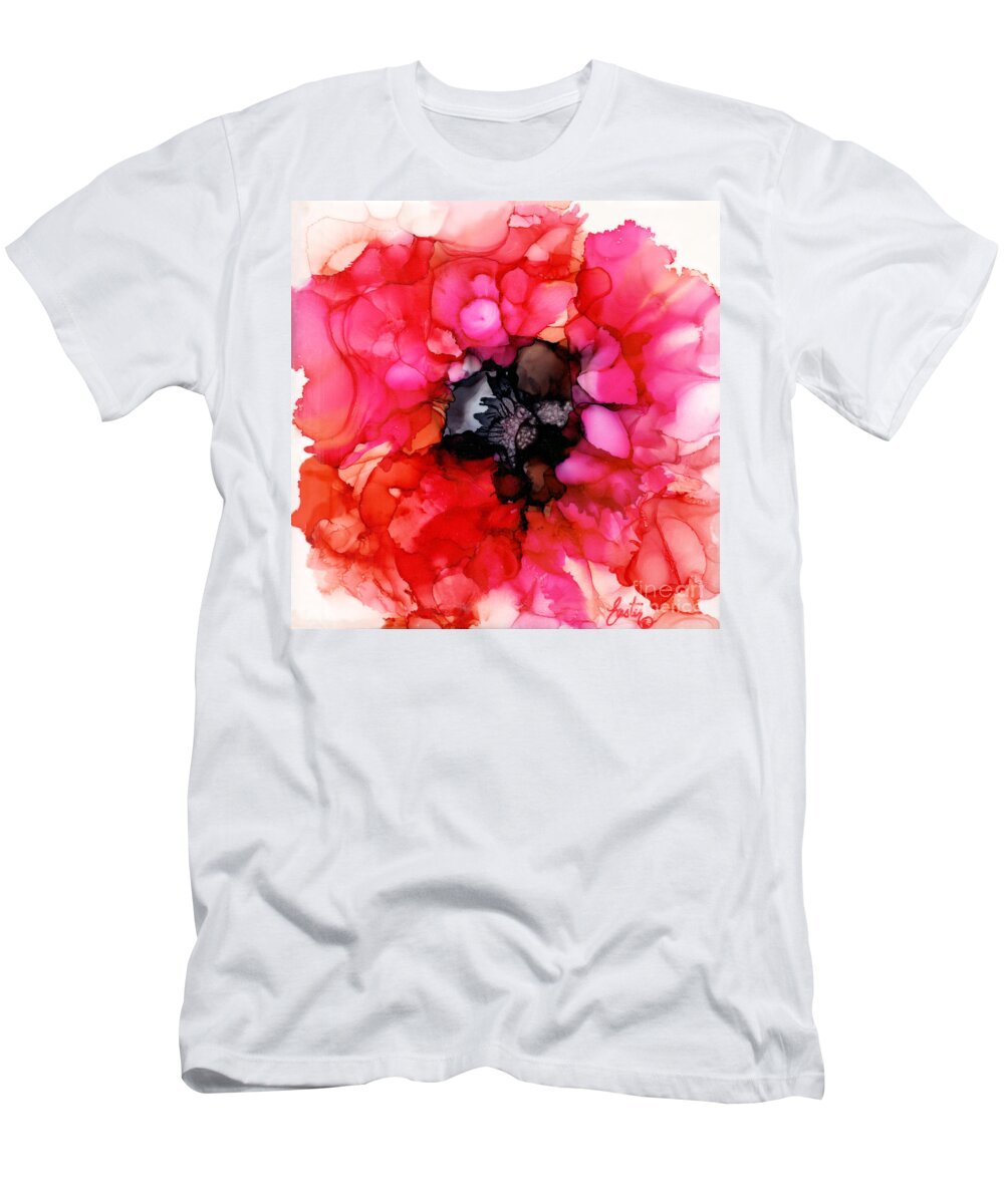 Peony Fiesta T-Shirt featuring the painting Peony Fiesta by Daniela Easter