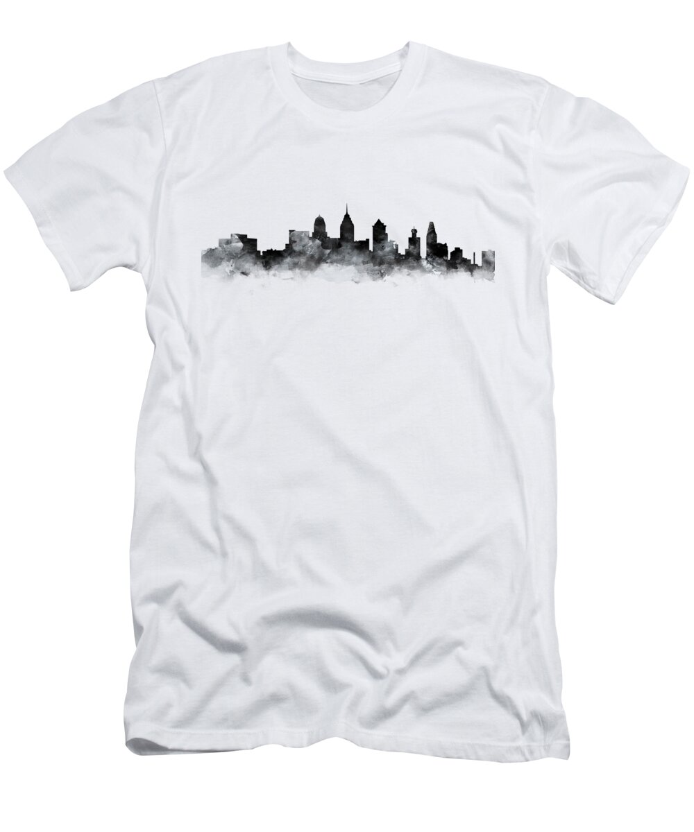 Philadelphia Skyline T-Shirt by Monn Print - Pixels