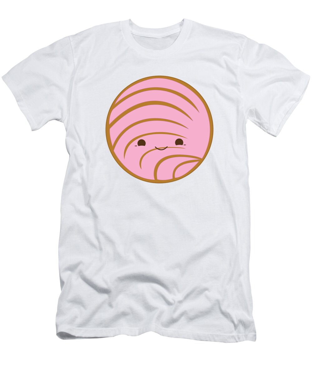 Dia De Los Muertos T-Shirt featuring the digital art Pink Concha Pan Dulce Mexican Sweet Bread by Ivan Florentino Ramirez