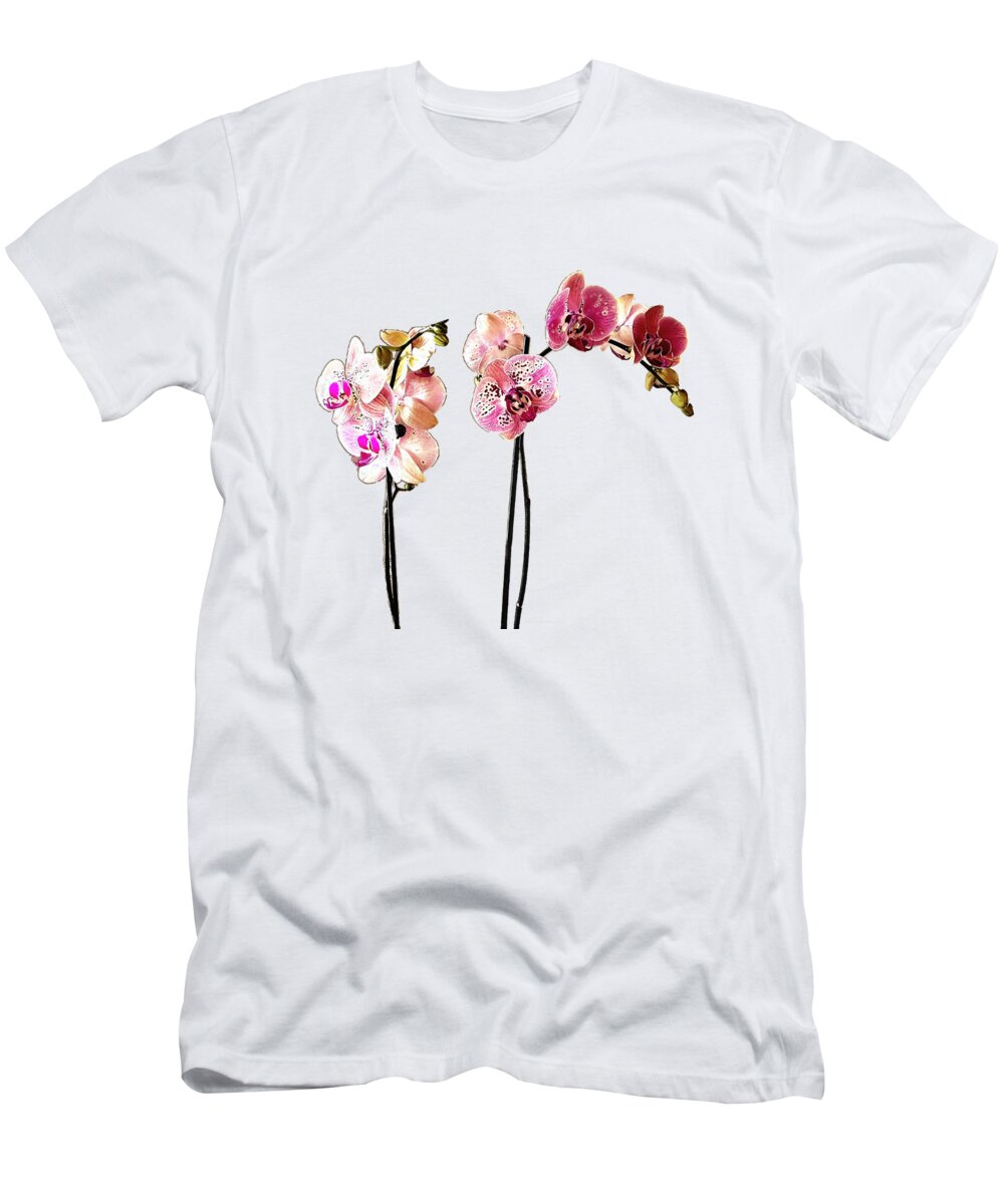 Orchid T-Shirt featuring the painting Pink Floral Flower Art - Fresh Orchids by Sharon Cummings