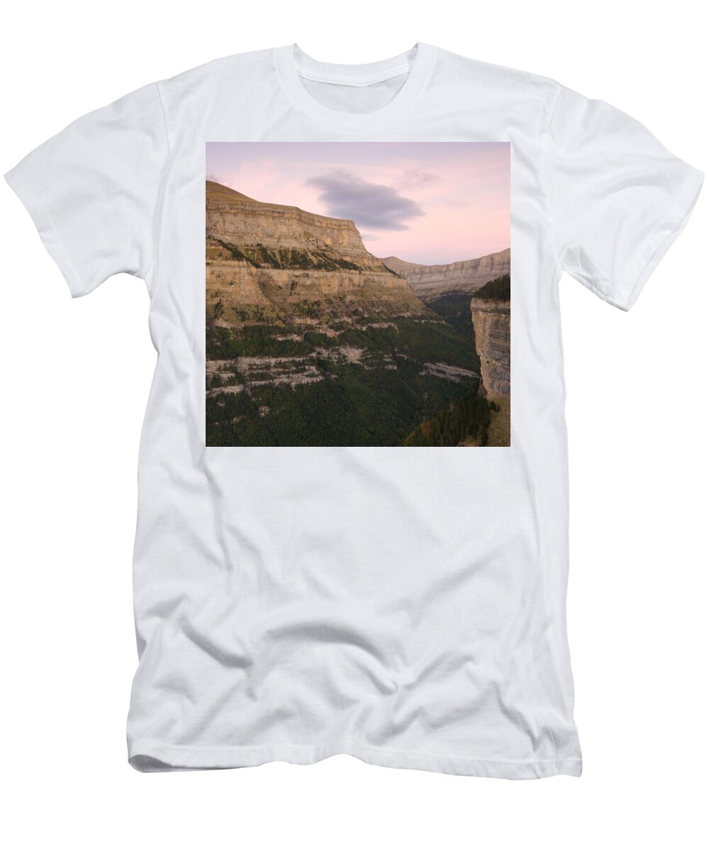 Ordesa Valley T-Shirt featuring the photograph Pink Skies over the Ordesa Valley by Stephen Taylor