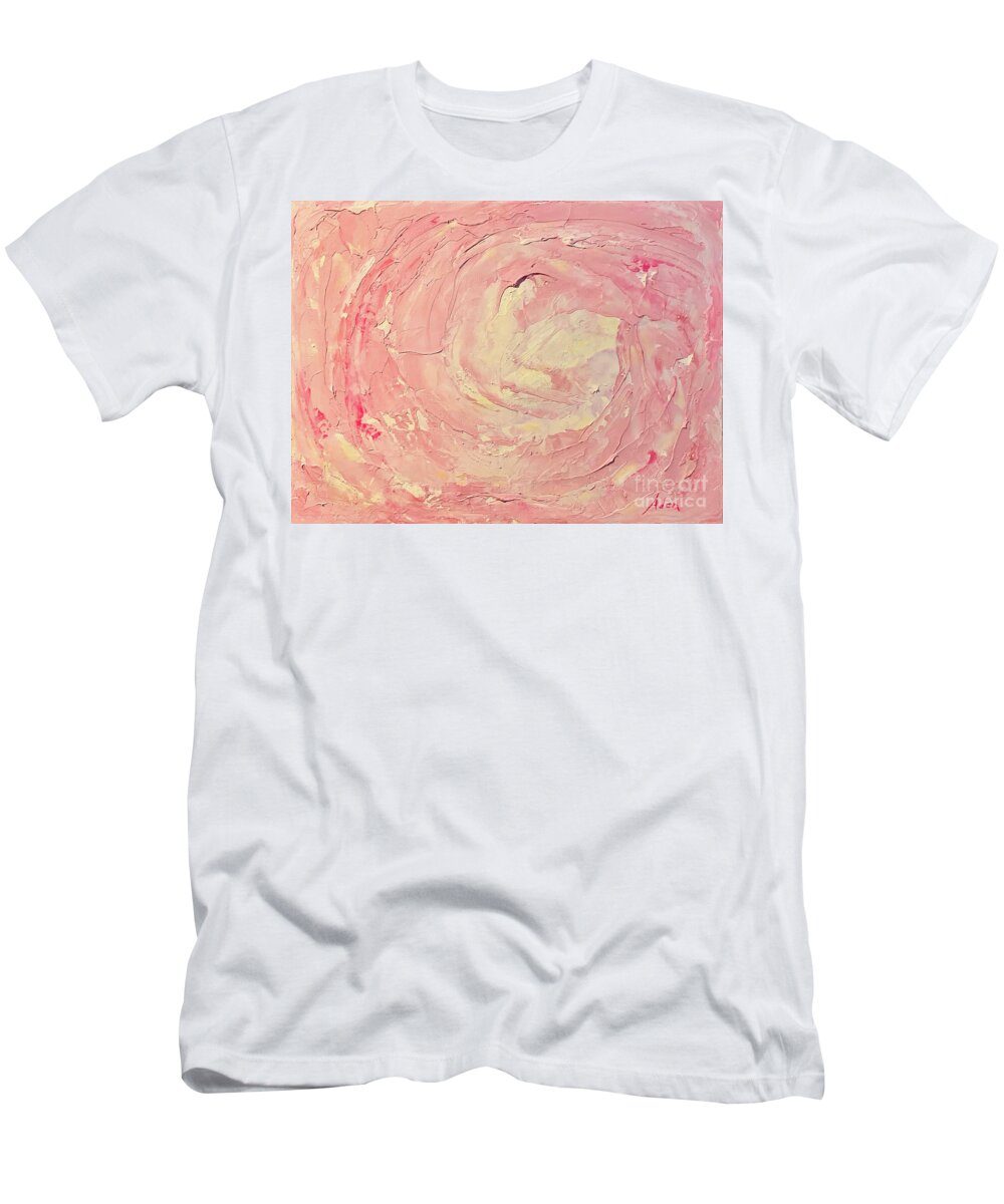 Pink T-Shirt featuring the painting Pink Vortex by Felipe Adan Lerma