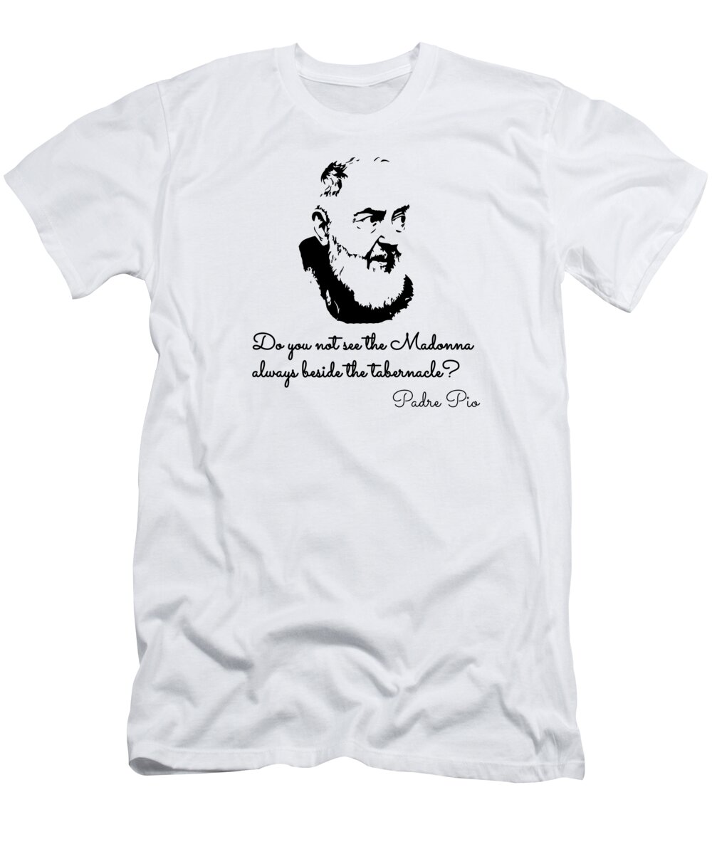 Padre Pio T-Shirt featuring the drawing Pio Padre by Bruno