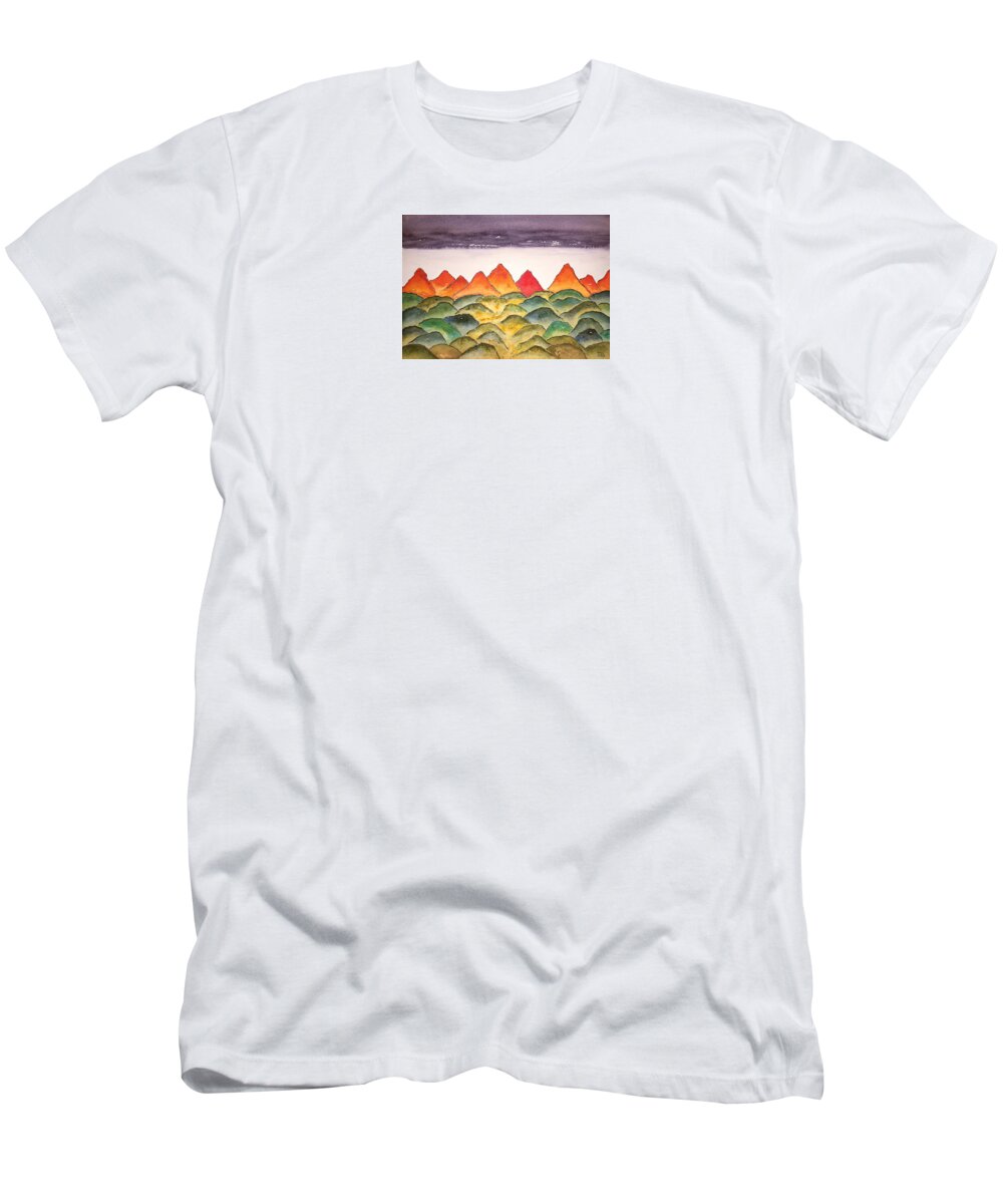 Watercolor T-Shirt featuring the painting Planetscape Gamma by John Klobucher