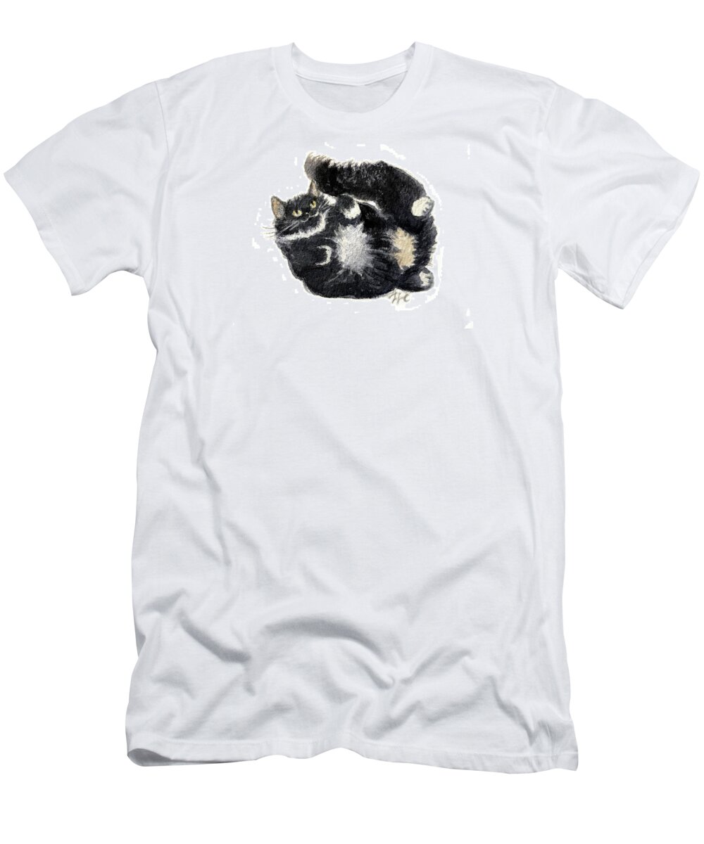 Cat T-Shirt featuring the painting Please Pat My Tummy by Laura Lee Cundiff