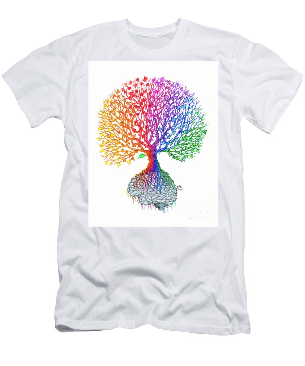Tree T-Shirt featuring the drawing Plot Twist by Baruska A Michalcikova