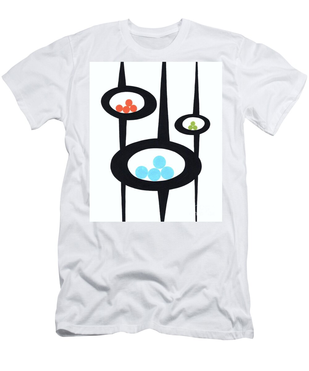 Mid Century Modern T-Shirt featuring the painting Pods of Circles by Donna Mibus