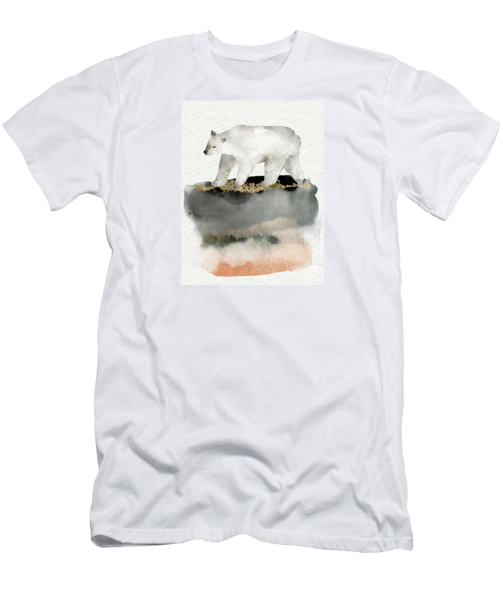 Polar Bear T-Shirt featuring the painting Polar Bear Watercolor Animal Painting by Garden Of Delights