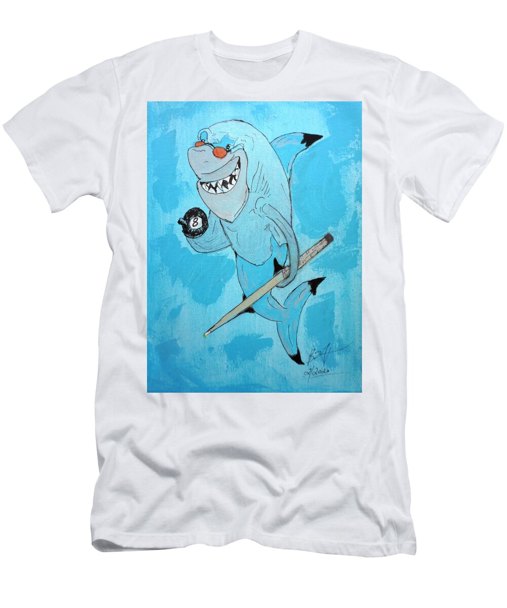 Acrylic T-Shirt featuring the mixed media Pool Shark by Brent Knippel