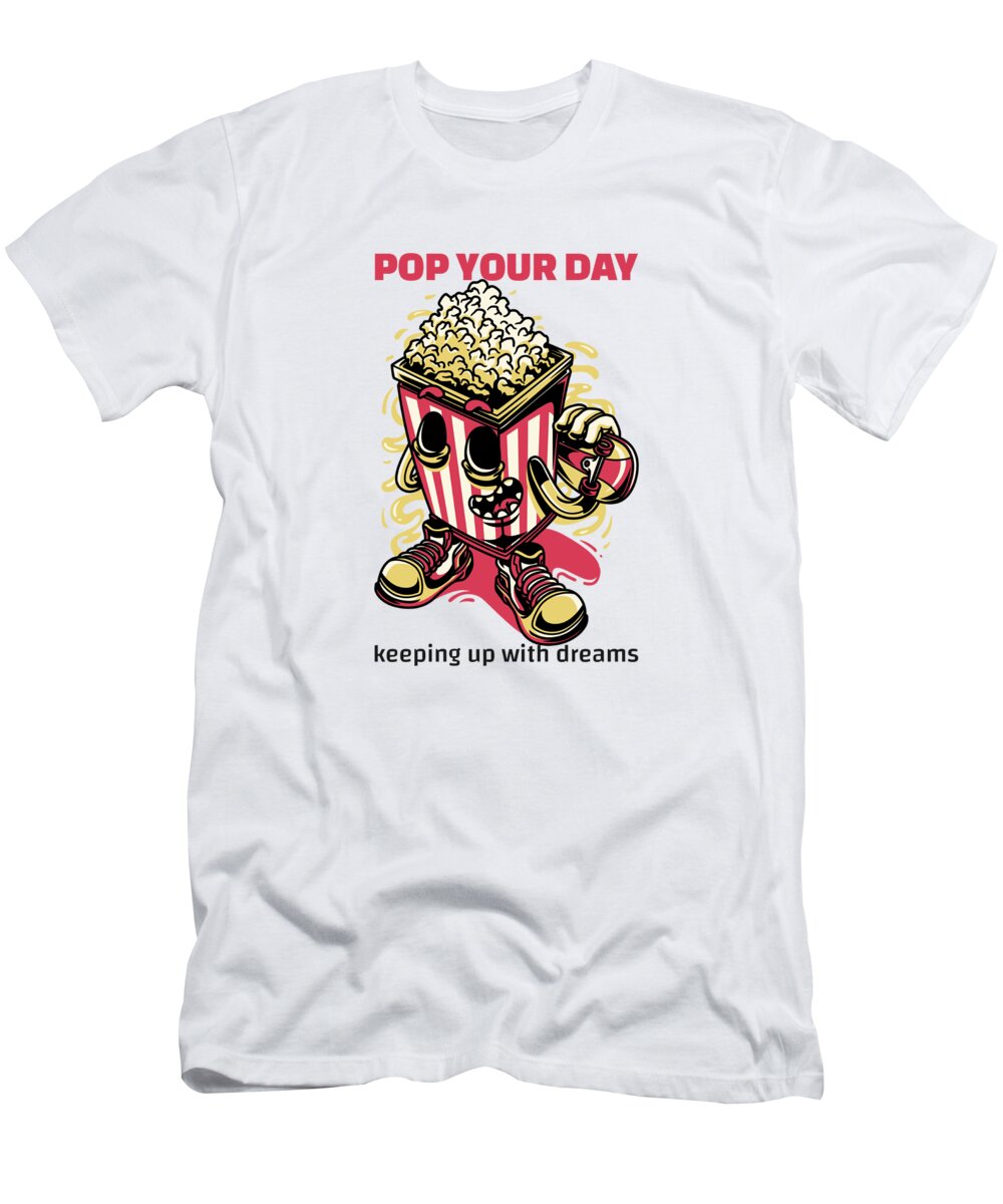 Pop Your Day Up Popcorn Lover Gift For Him Her Cinephile Clever Pun T-Shirt  by Funny Gift Ideas - Pixels
