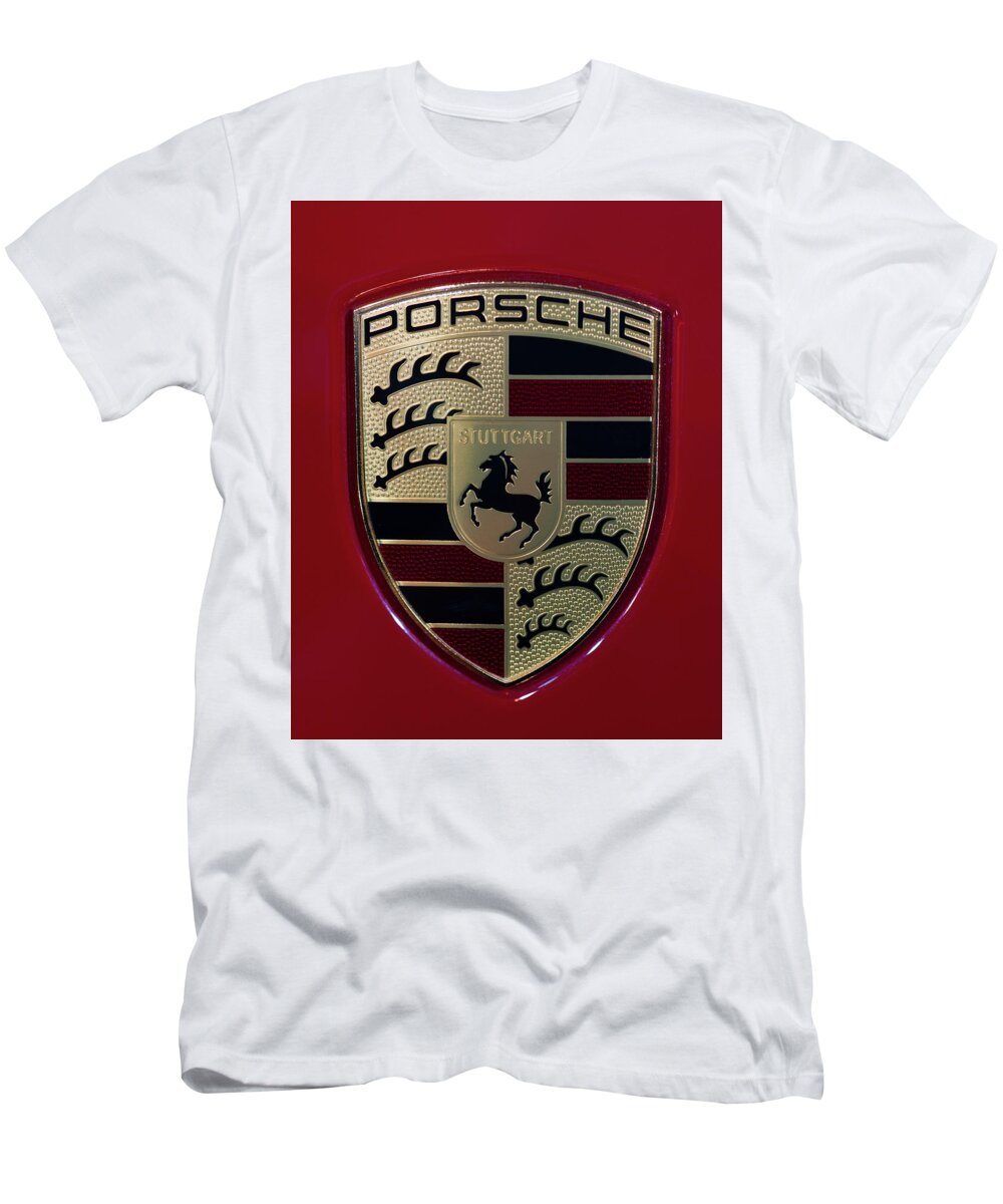 911 T-Shirt featuring the photograph Porsche Emblem by Sebastian Musial