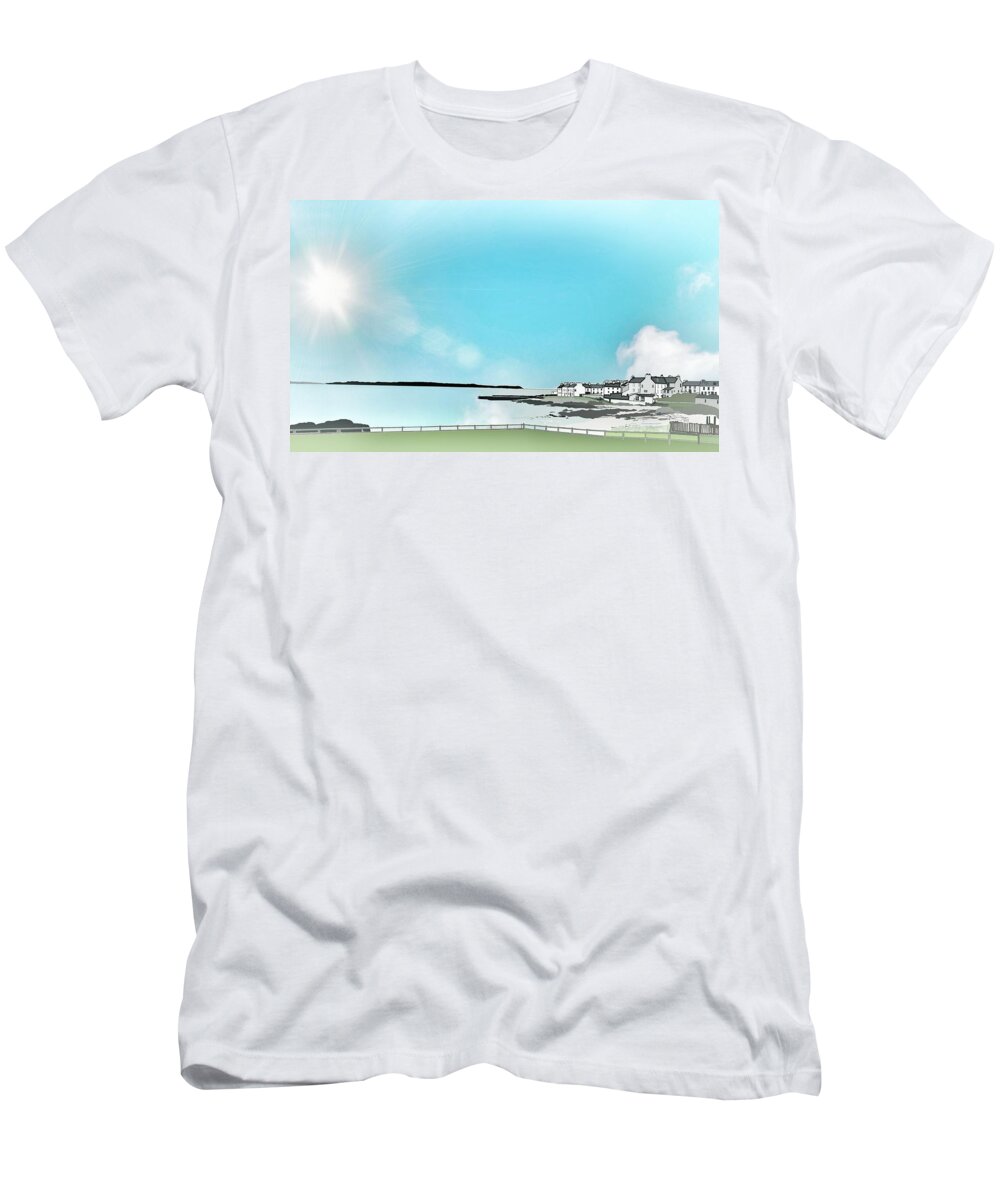 Portnahaven T-Shirt featuring the digital art Portnahaven, Islay by John Mckenzie