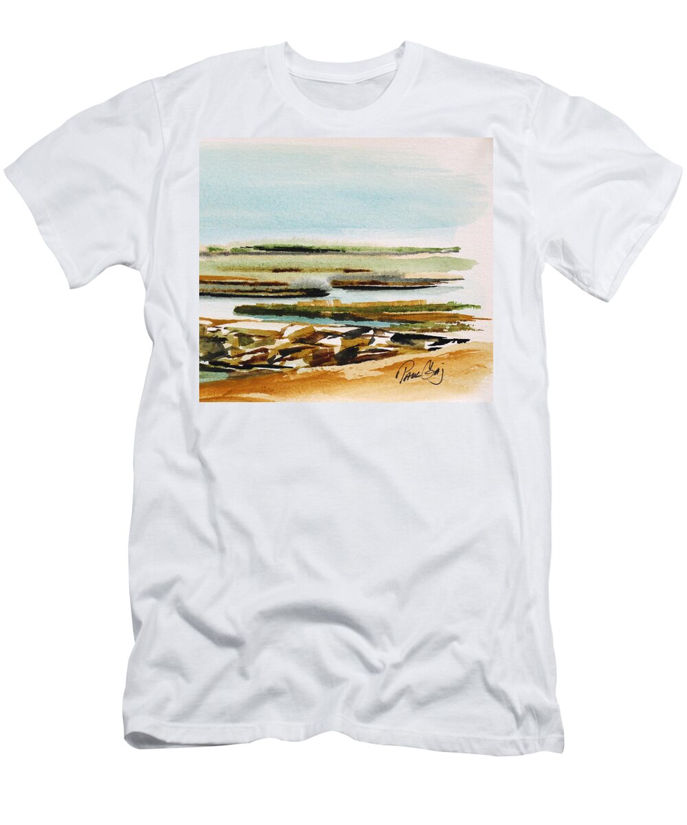 Cape Cod T-Shirt featuring the painting Provincetown Jetty by Paul Gaj