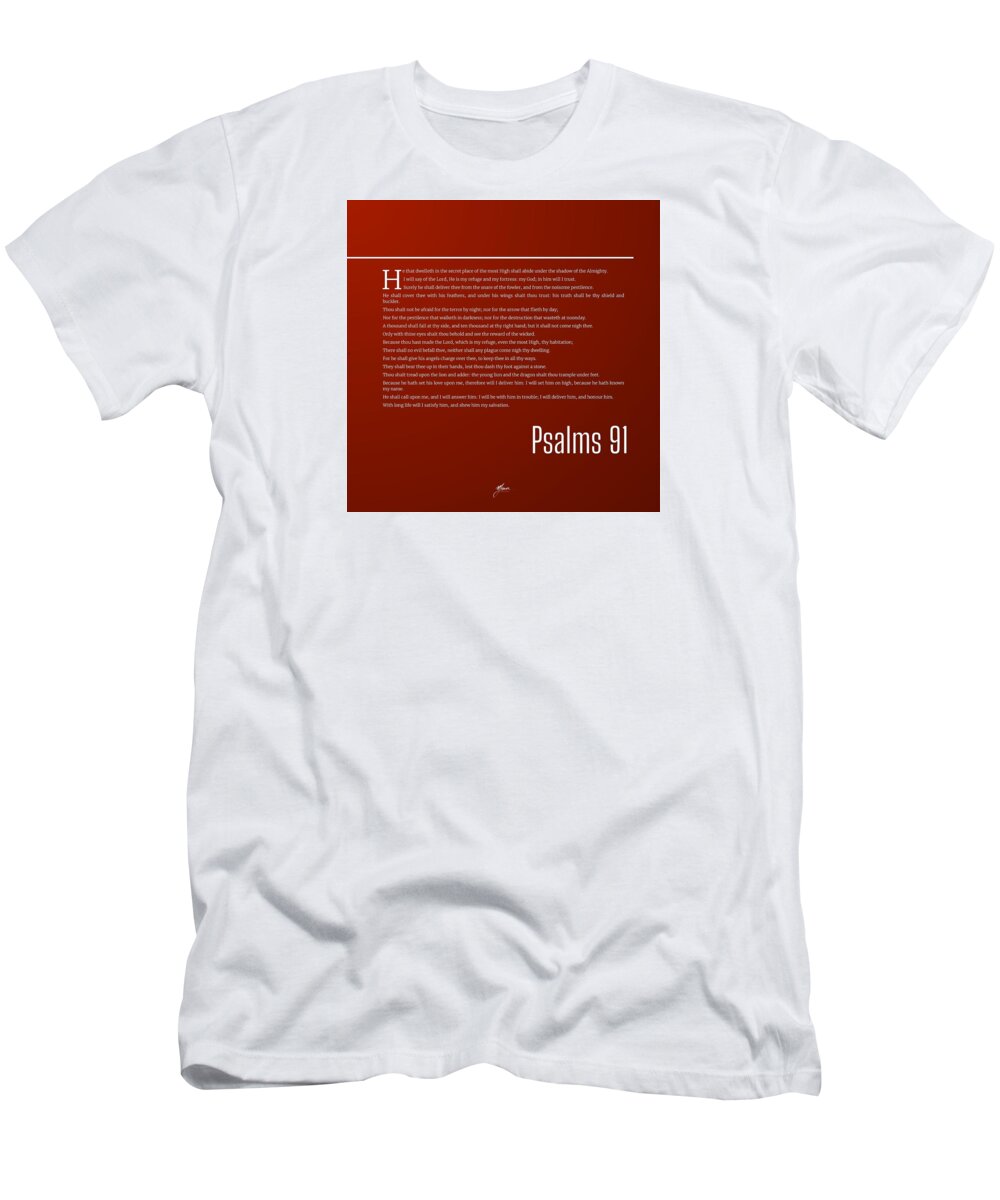 Psalms 91 T-Shirt featuring the mixed media Psalms 91 by M A G N O R C O N C E P T S