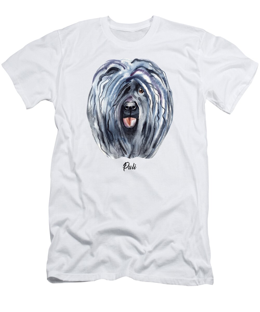 Dog T-Shirt featuring the digital art Puli Dog Breeds by Sambel Pedes