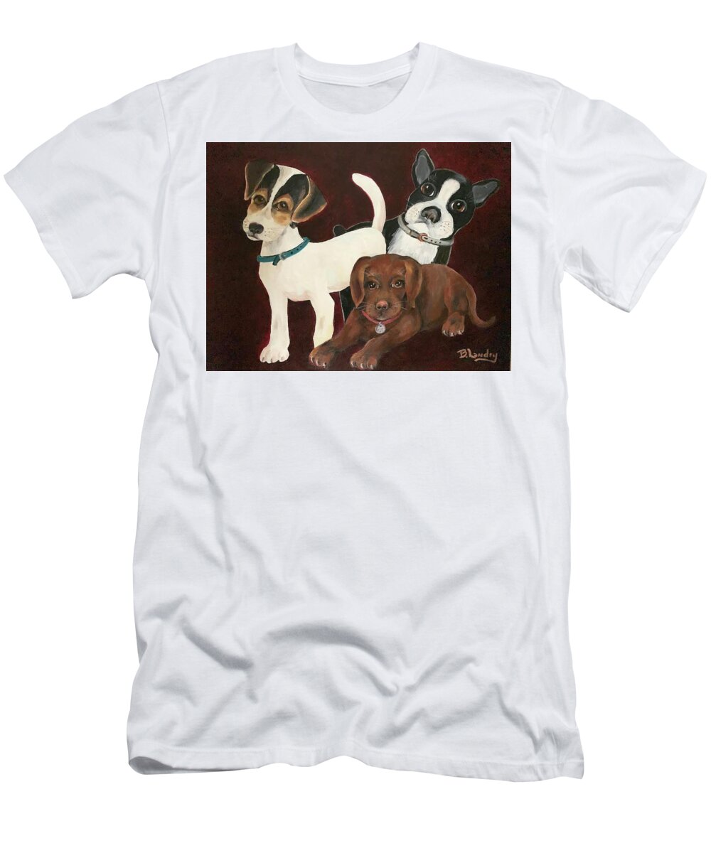 Puppy T-Shirt featuring the painting Puppy Love by Barbara Landry