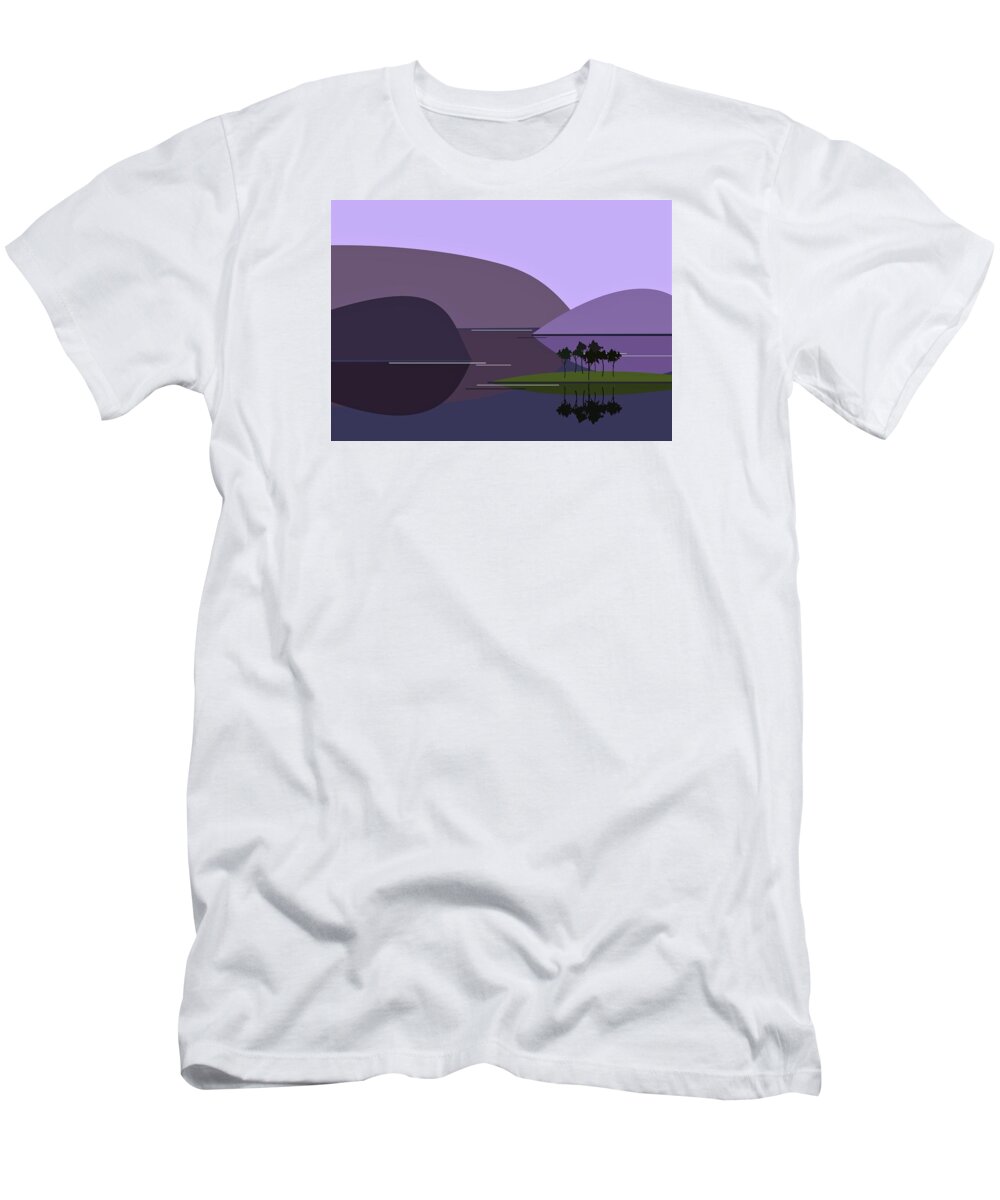 Purple T-Shirt featuring the digital art Purple Hills by Fatline Graphic Art