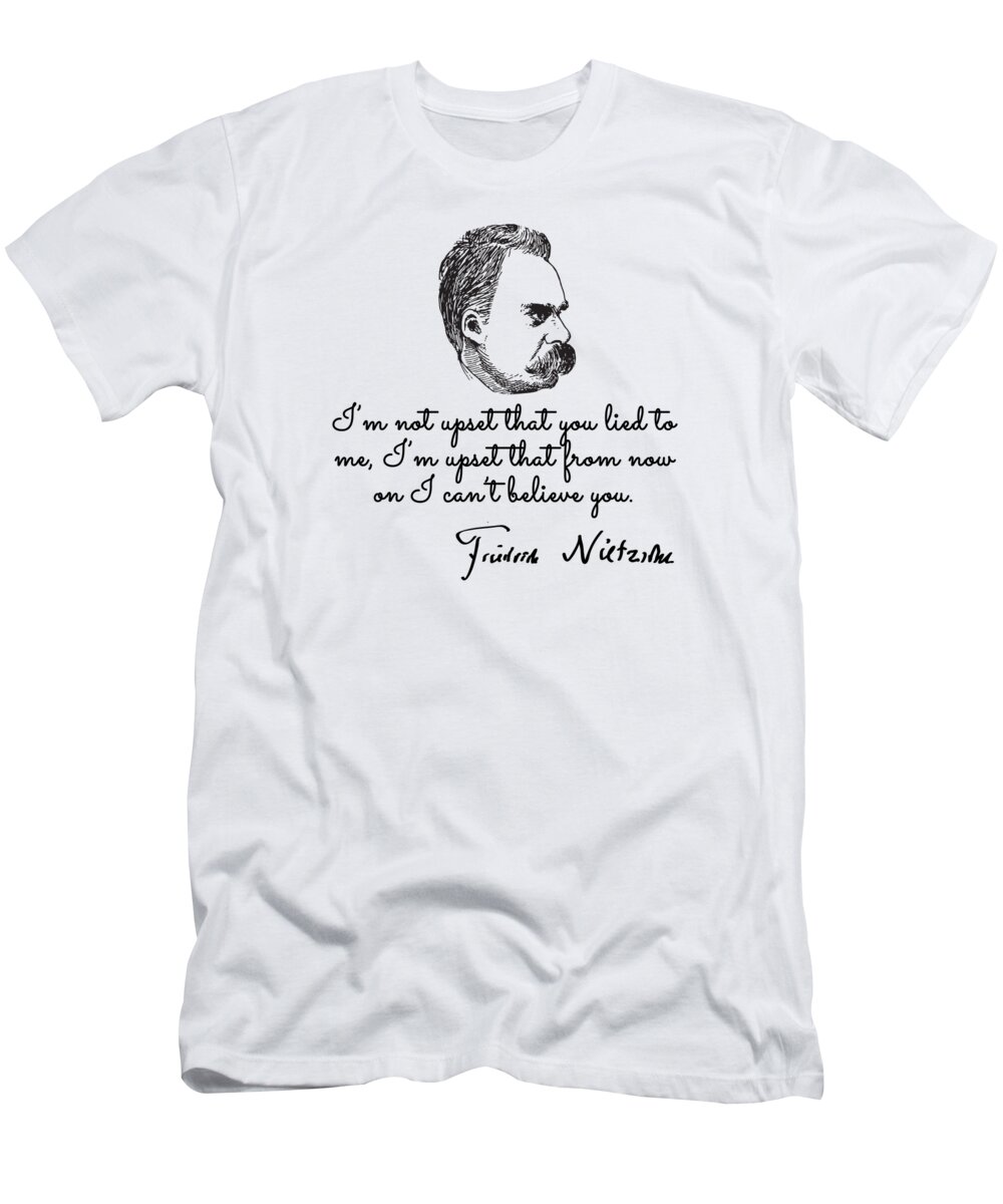 Friedrich Nietzsche T-Shirt featuring the drawing Quotes by nietzsche by Bruno