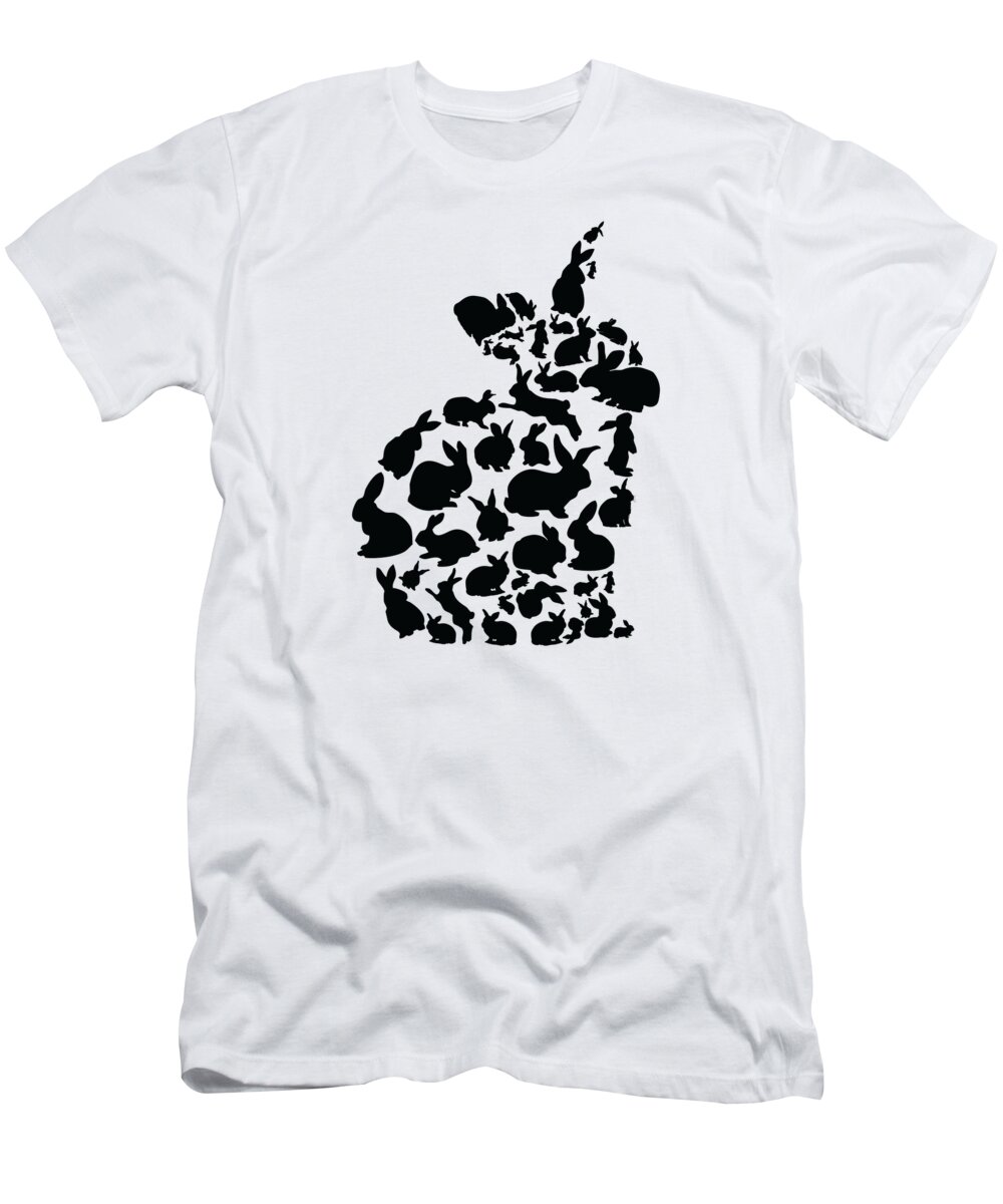 Rabbit T-Shirt featuring the digital art Rabbit Pet Animal Rabbit Rabbit Bunny Silhouette by Toms Tee Store