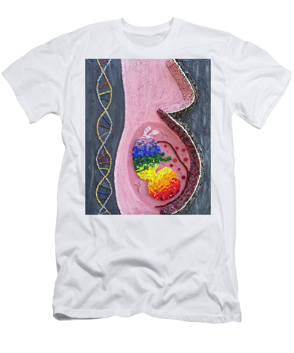 Baby T-Shirt featuring the mixed media Rainbow Baby Mosaic by Adriana Zoon