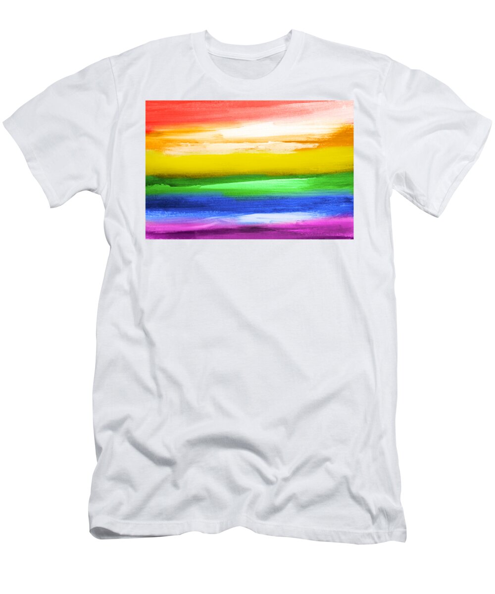 Rainbow T-Shirt featuring the painting Rainbow flag by Delphimages Flag Creations