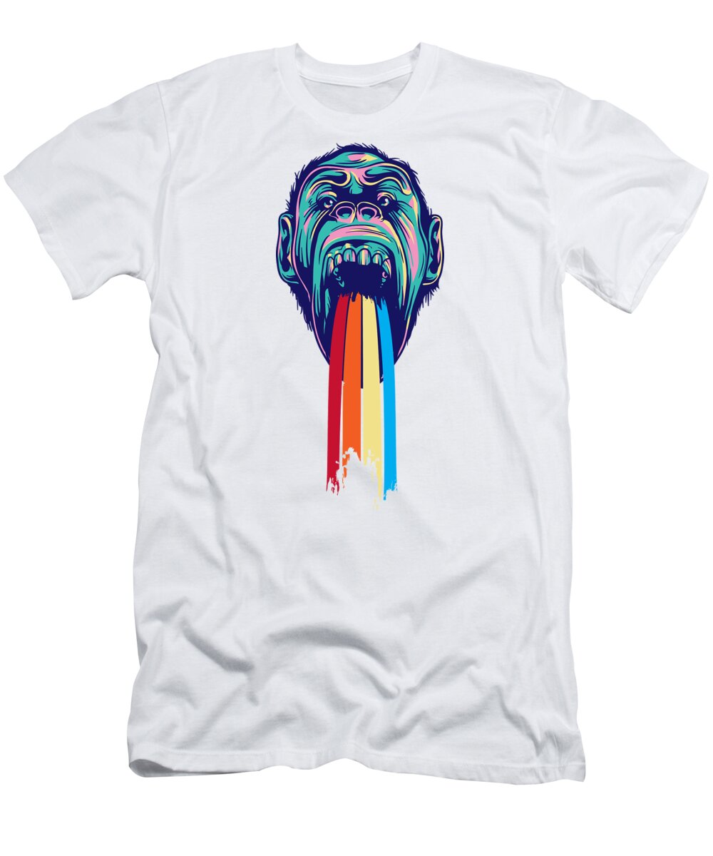Lgbtq T-Shirt featuring the digital art Rainbow Tongued Monkey by Jacob Zelazny