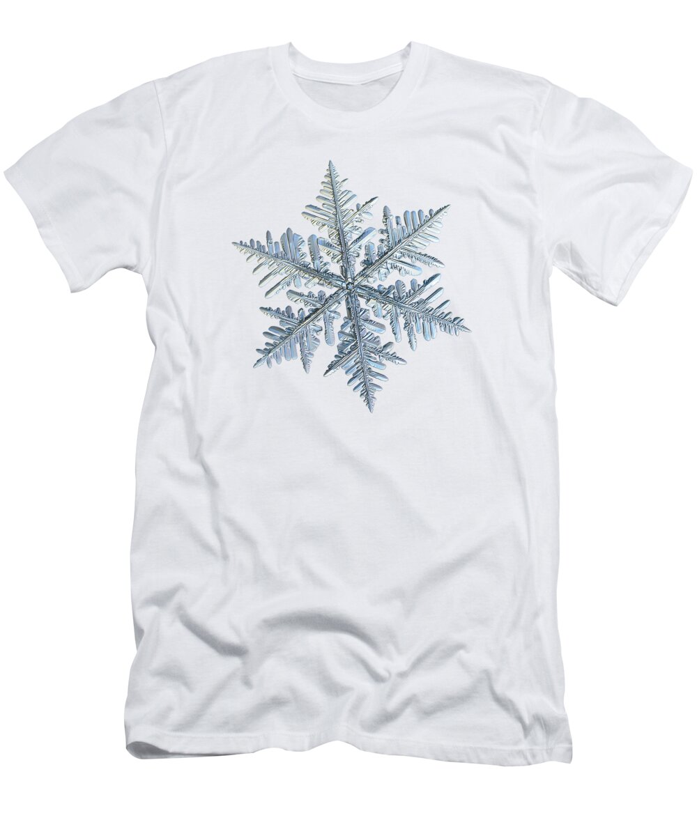 Snowflake T-Shirt featuring the photograph Real snowflake 2021-12-27_1980-96 by Alexey Kljatov