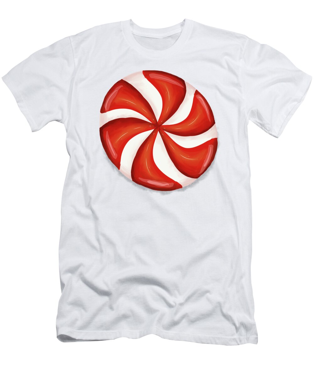 Red And White Mint Candy T-Shirt featuring the photograph Red and White Mint Candy by Iris Richardson