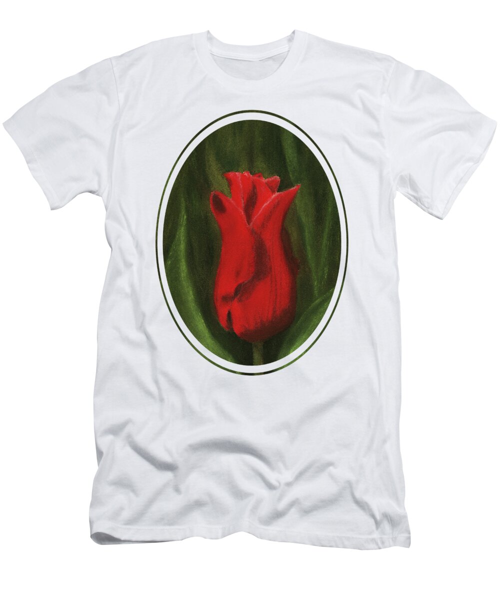 Single T-Shirt featuring the painting Red Elegance by Anastasiya Malakhova