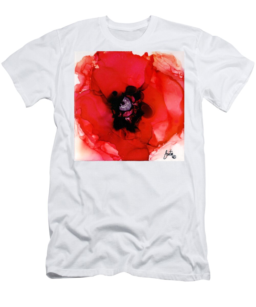 Red Poppy T-Shirt featuring the painting Red Poppy by Daniela Easter