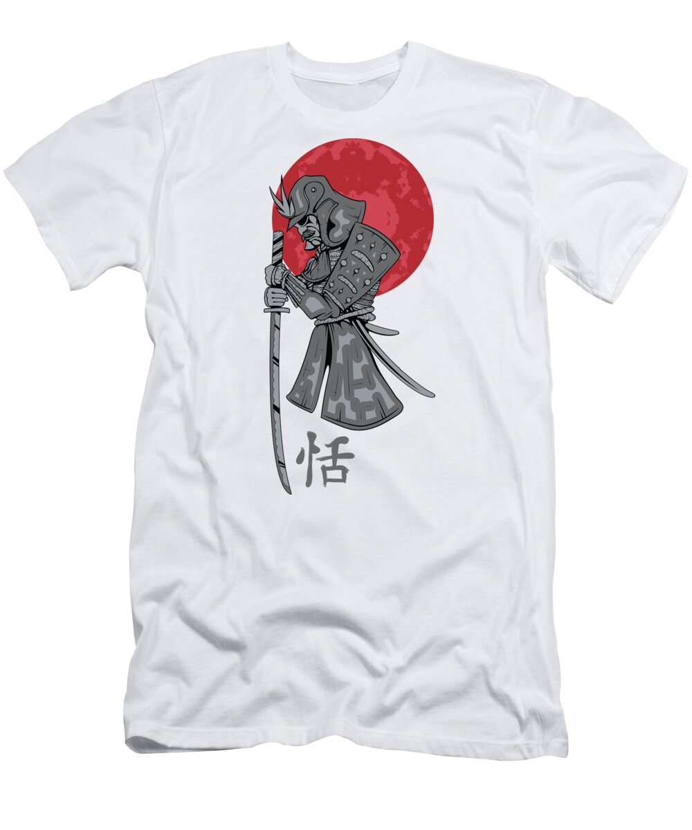 Japanese T-Shirt featuring the digital art Red Sun Samurai by Jacob Zelazny
