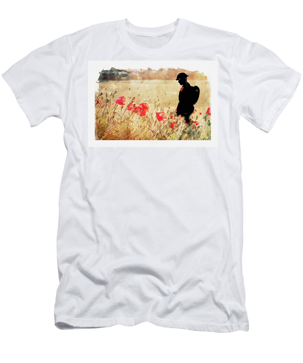 Soldier Poppies T-Shirt featuring the digital art Remember Them by Airpower Art