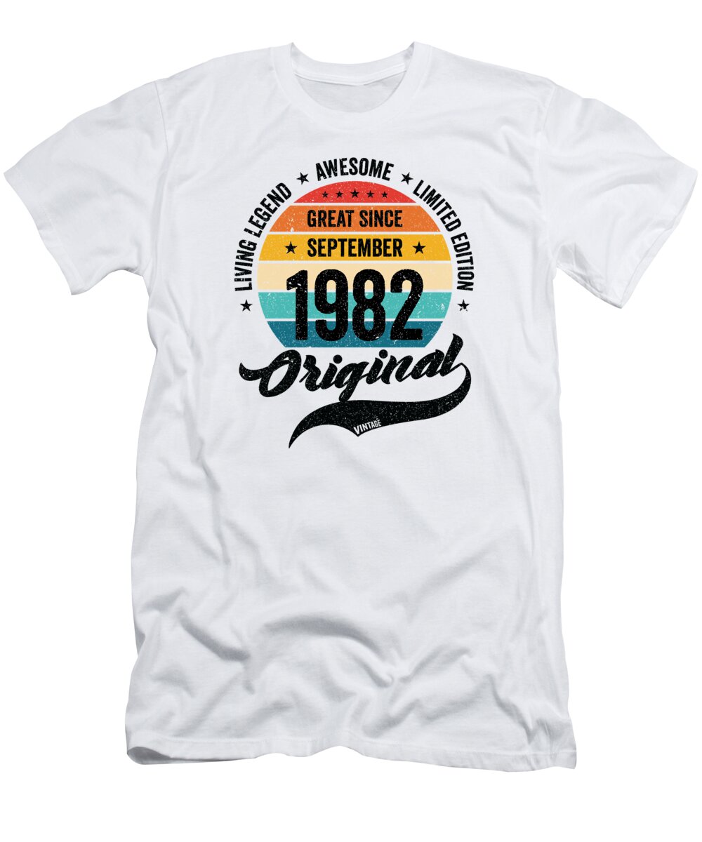 40th Bday T-Shirt featuring the digital art Retro 40 Years September 1982 Birthday Vintage Bday Classic by Toms Tee Store