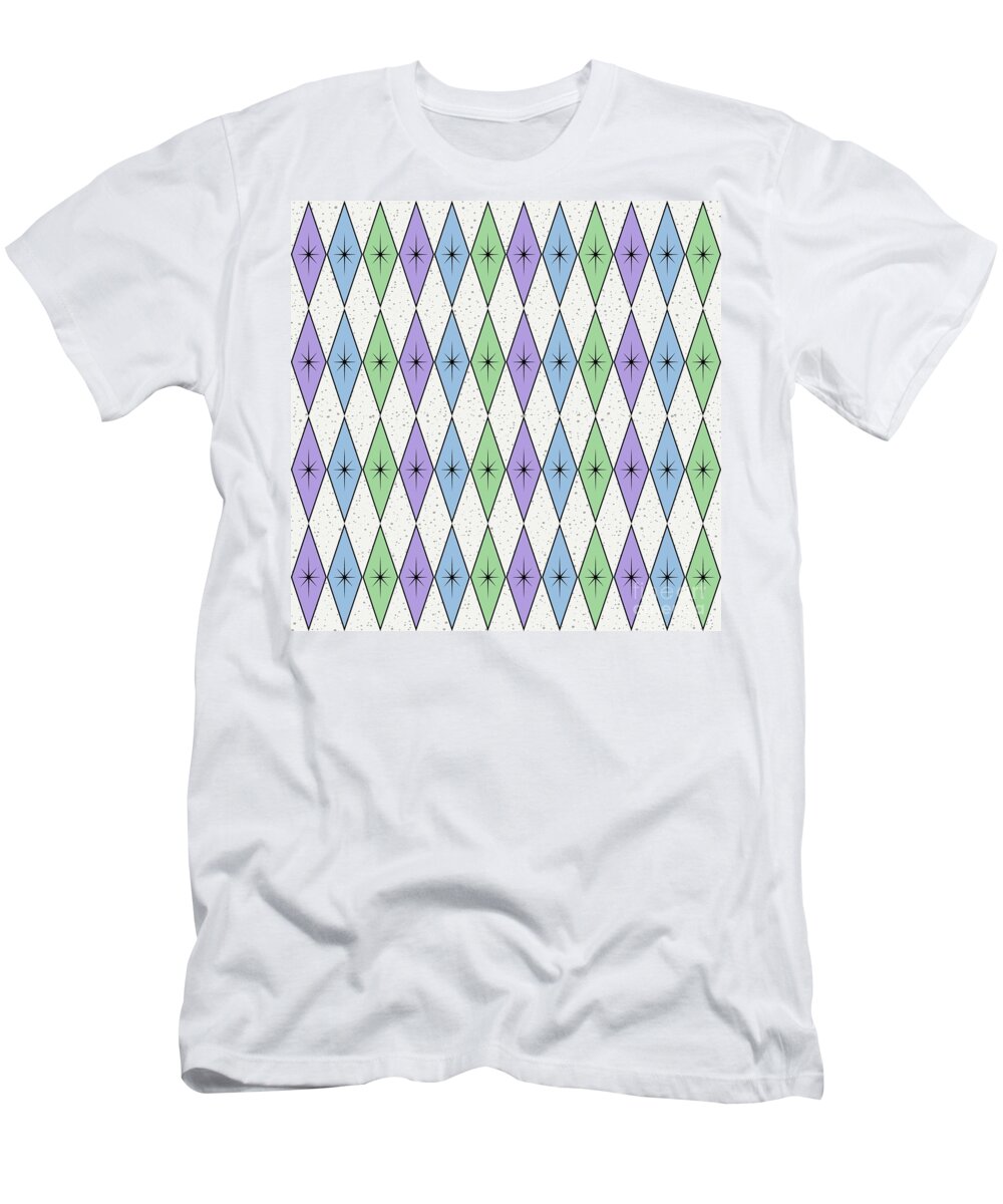Mid Century Fabric T-Shirt featuring the digital art Retro Diamond Star Fabric 3 by Donna Mibus