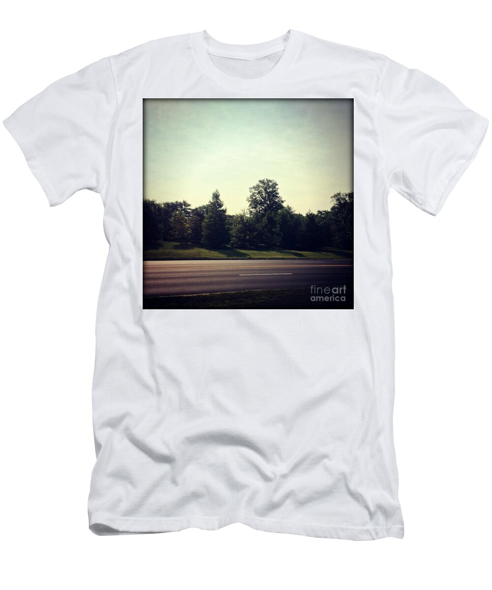 Square Format T-Shirt featuring the photograph Roadside Trees by Frank J Casella