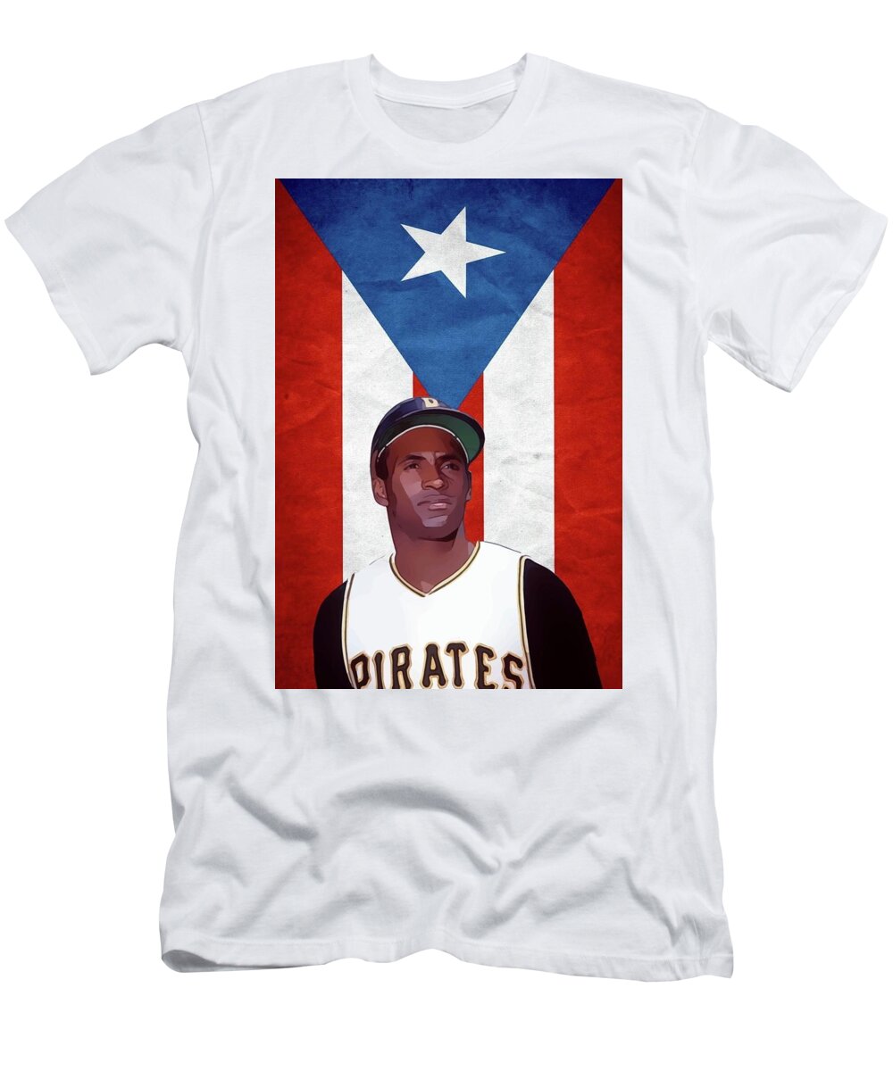 Roberto Clemente Flag T-Shirt by Alexavier Otero - Pixels