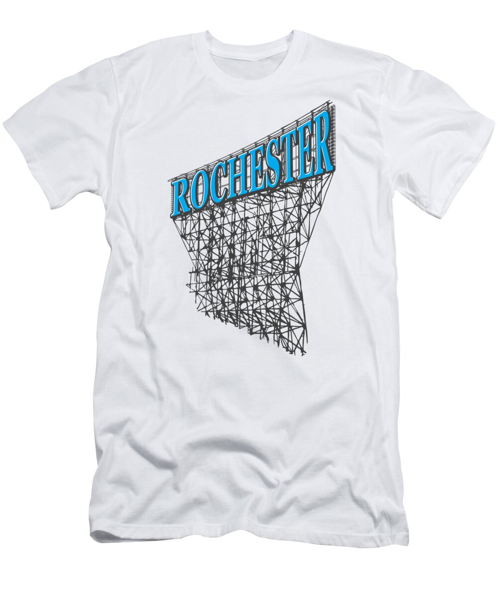 Rochester T-Shirt featuring the digital art Rochester, New York Industrial Heritage Typographic Design by Lance Gambis