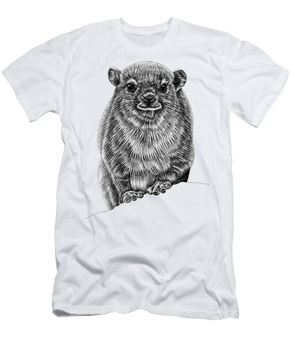 Hyrax T-Shirt featuring the drawing Rock hyrax baby by Loren Dowding