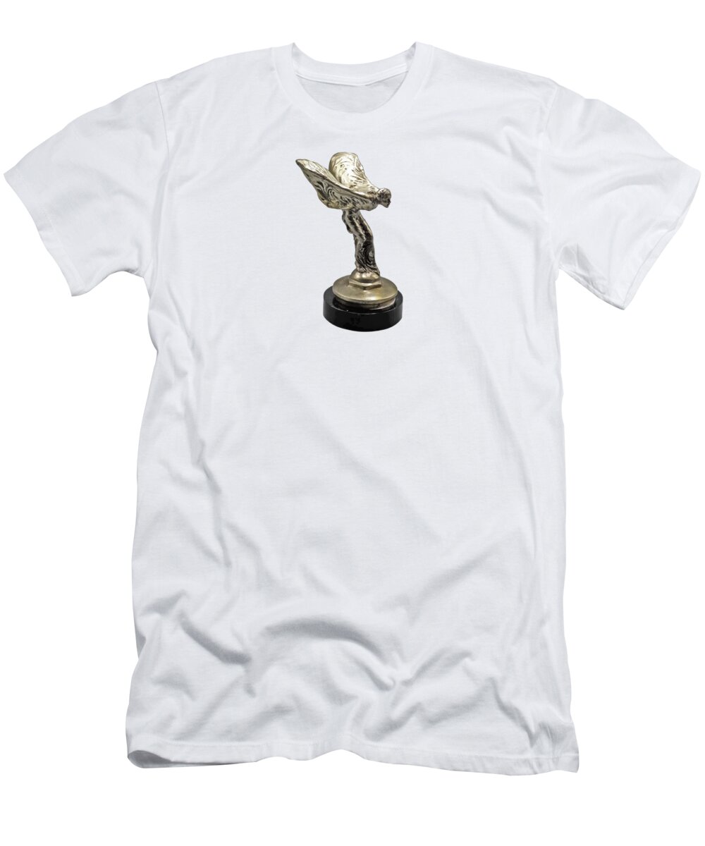 Rolls Royce T-Shirt featuring the photograph Rolls Royce Flying Lady Ornament Mascot by Retrographs