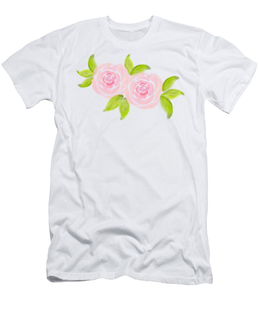 Rose T-Shirt featuring the digital art Beutiful Pink Roses by Bnte Creations