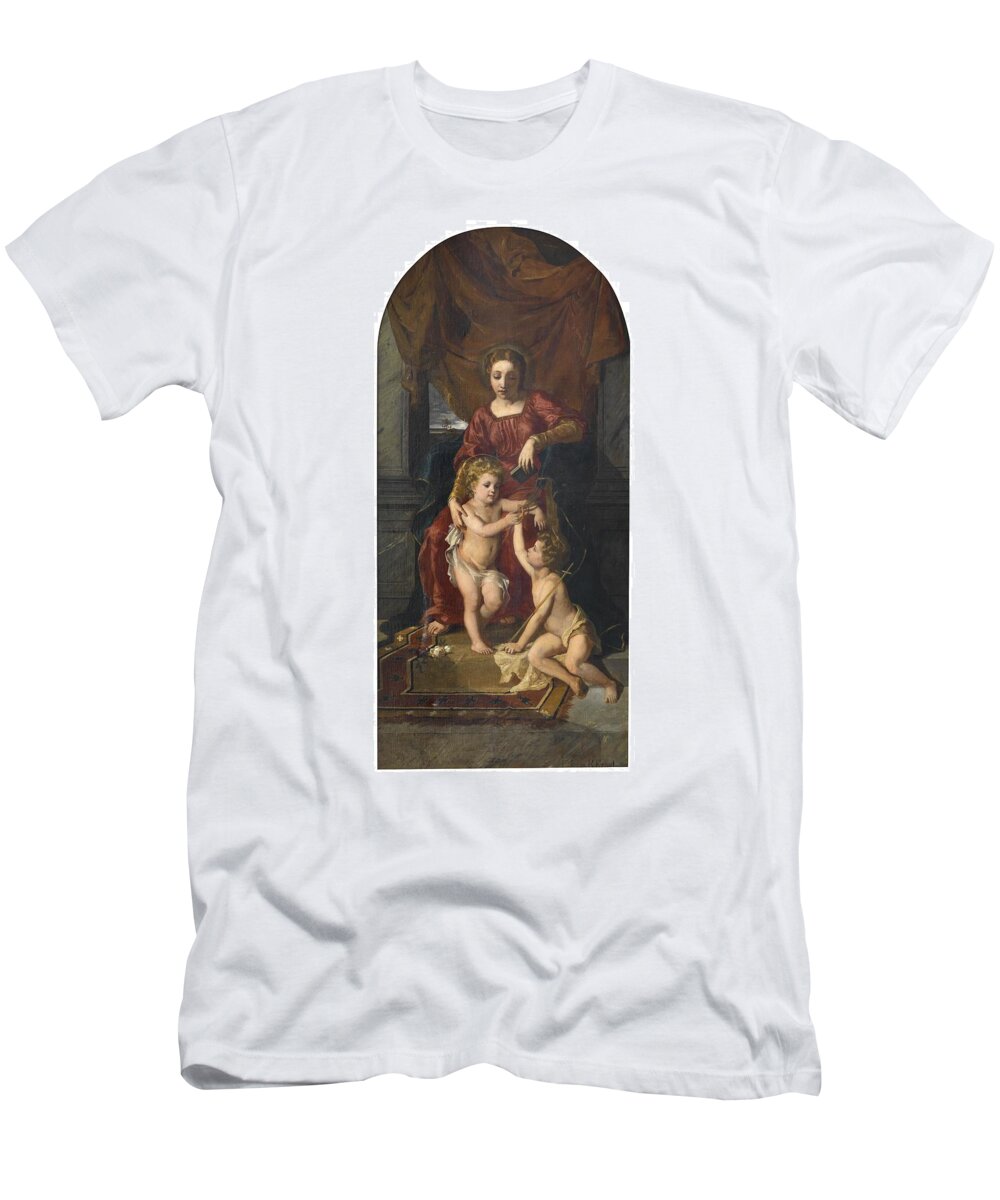 Vintage T-Shirt featuring the painting Rudolph Ernst Maria, John and the Child Jesus, 1875 by MotionAge Designs