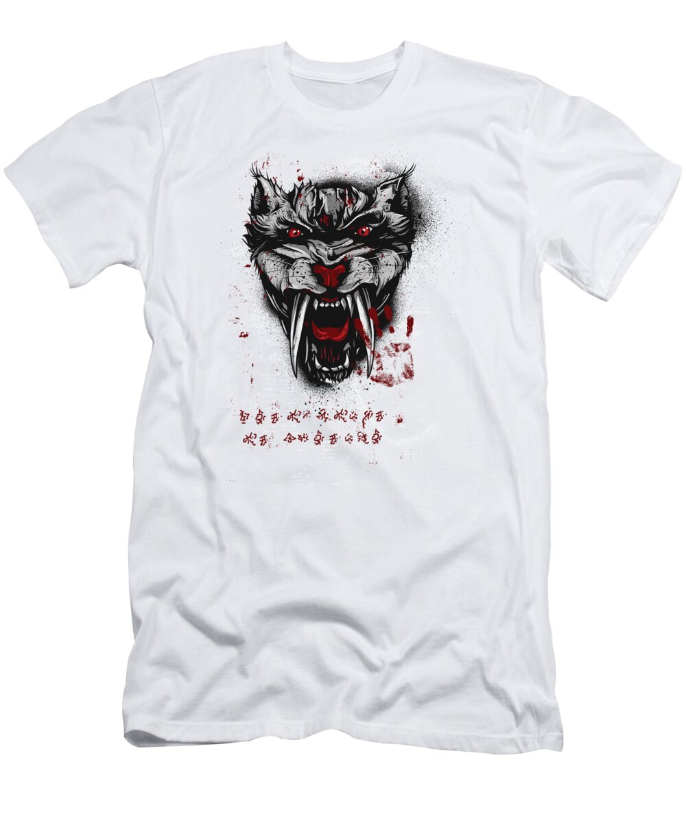 Animal T-Shirt featuring the digital art Sabertooth Tiger by Jacob Zelazny