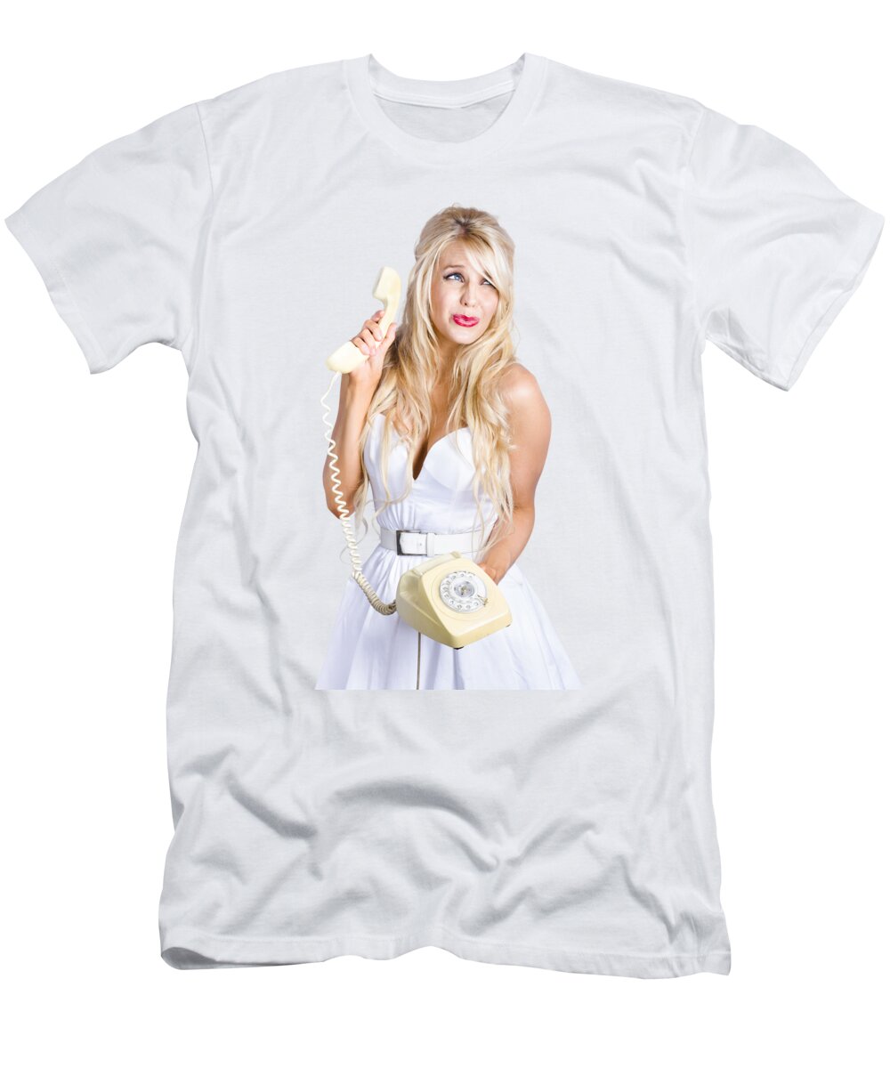 Reception T-Shirt featuring the photograph Pinup help desk operator by Jorgo Photography