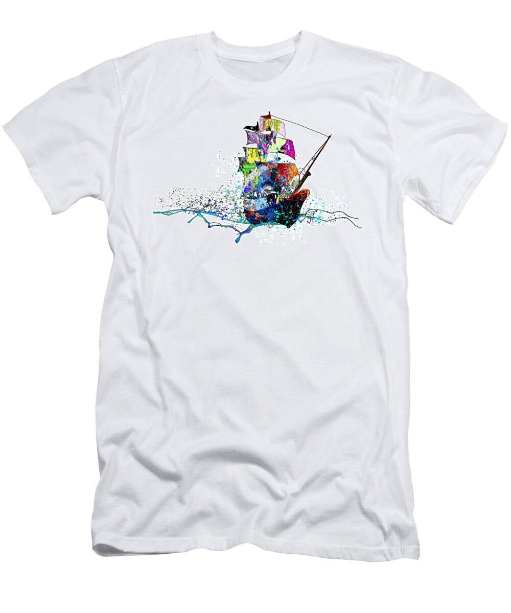 Sports T-Shirt featuring the mixed media Sailing Passion 01 by Miki De Goodaboom