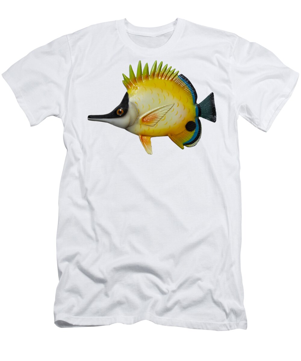 Saltwater Fish Series - Yellow Longnose Butterflyfish T-Shirt by Jerry Veit  - Pixels