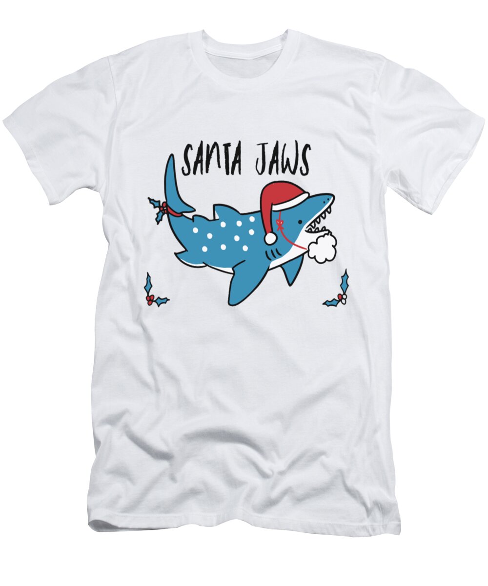 Sharks T-Shirt featuring the digital art Santa Jaws Humour Funny by Tinh Tran Le Thanh