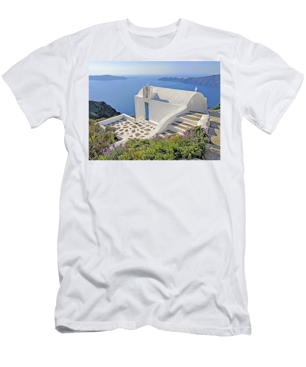 Santorini T-Shirt featuring the photograph Santorini View of Caldera by Yvonne Jasinski
