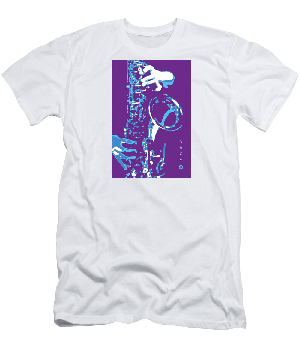 Saxophone Image Posters T-Shirt featuring the digital art Saxy Purple Poster by David Davies