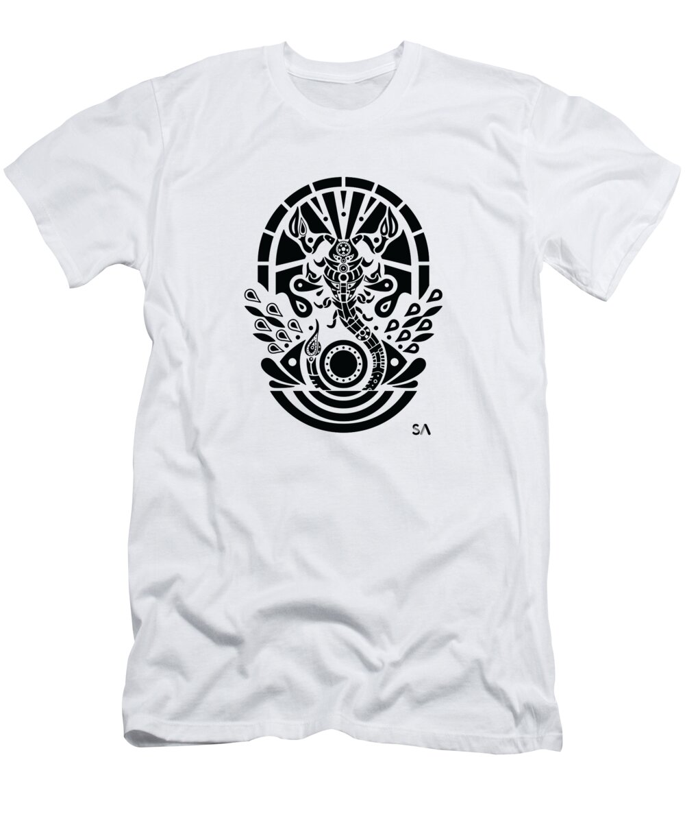 Black And White T-Shirt featuring the digital art Scorpion by Silvio Ary Cavalcante