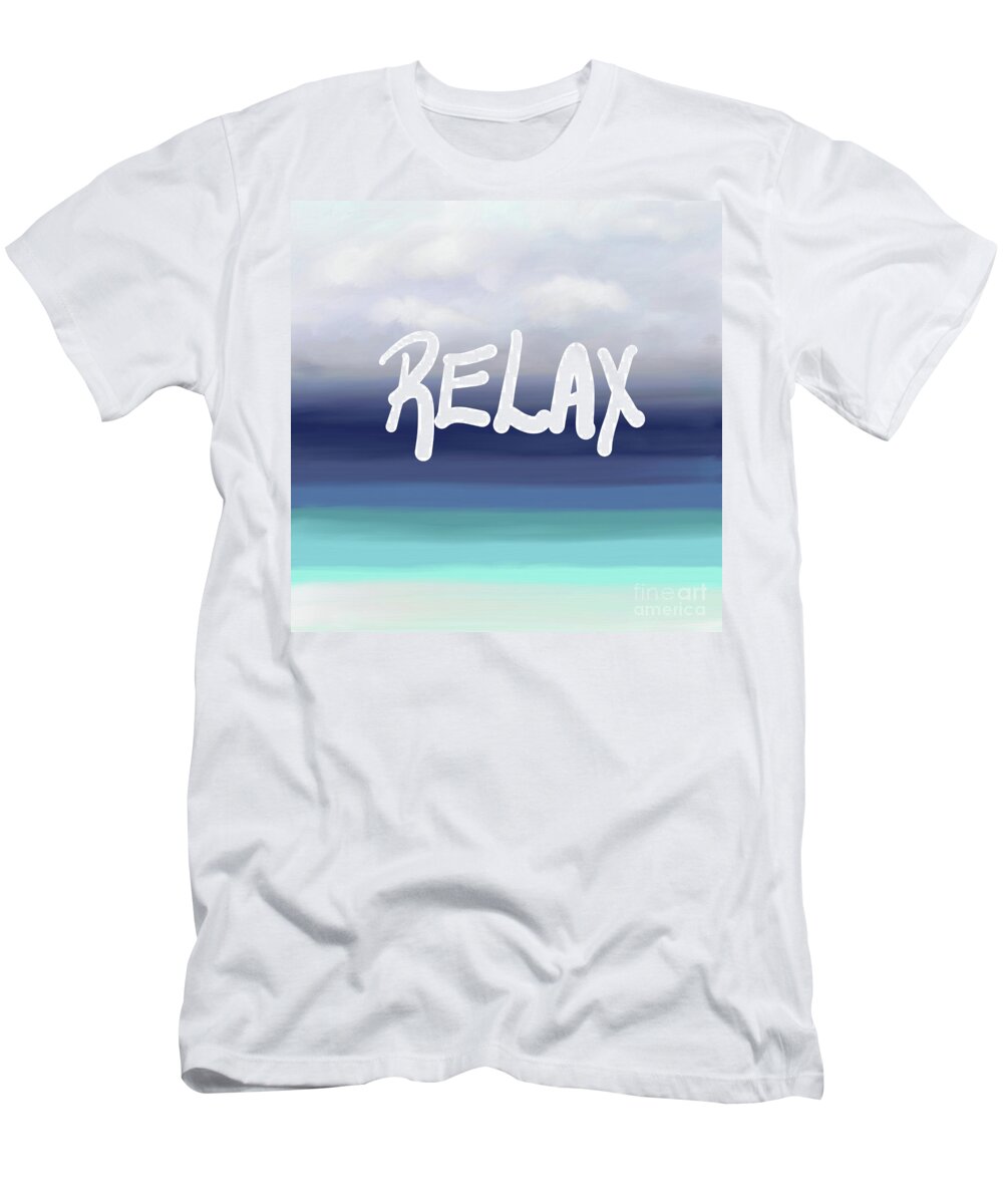 Beach T-Shirt featuring the digital art Sea View 279 Relax by Lucie Dumas by Lucie Dumas